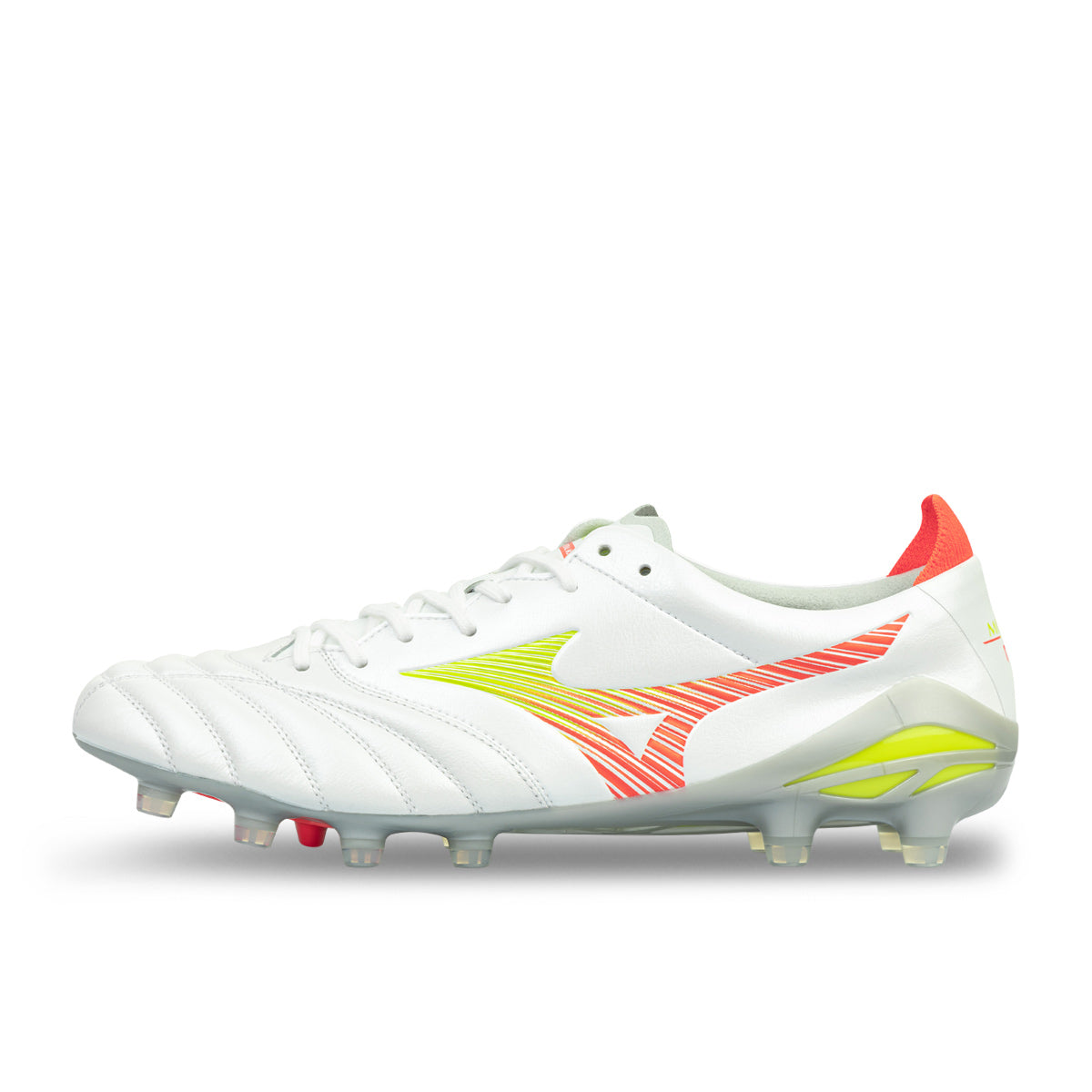 MIZUNO MORELIA NEO V ELITE FG - WHITE/EVENING PRIMROSE/LAVA ORANGE