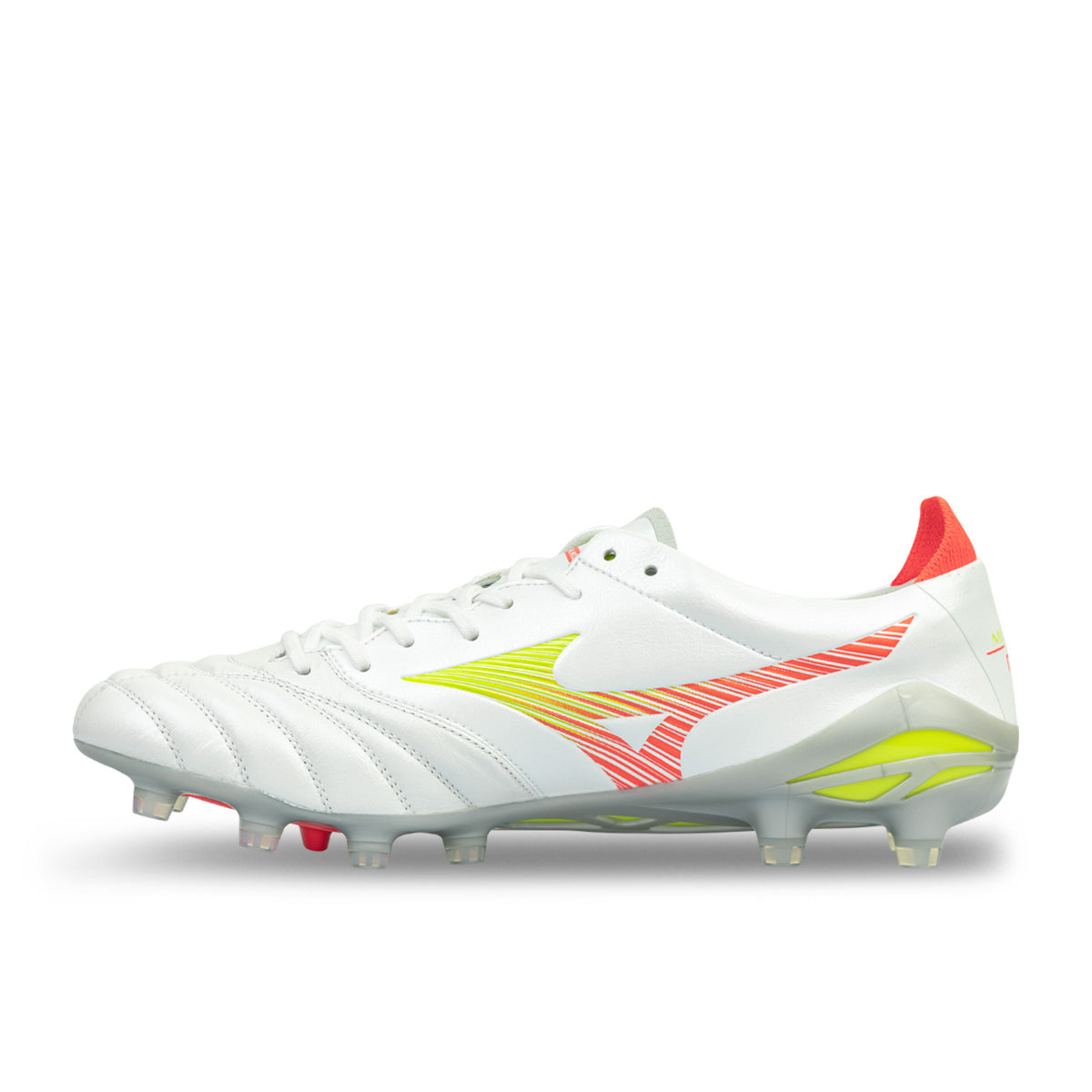 MIZUNO MORELIA NEO V ELITE FG - WHITE/EVENING PRIMROSE/LAVA ORANGE