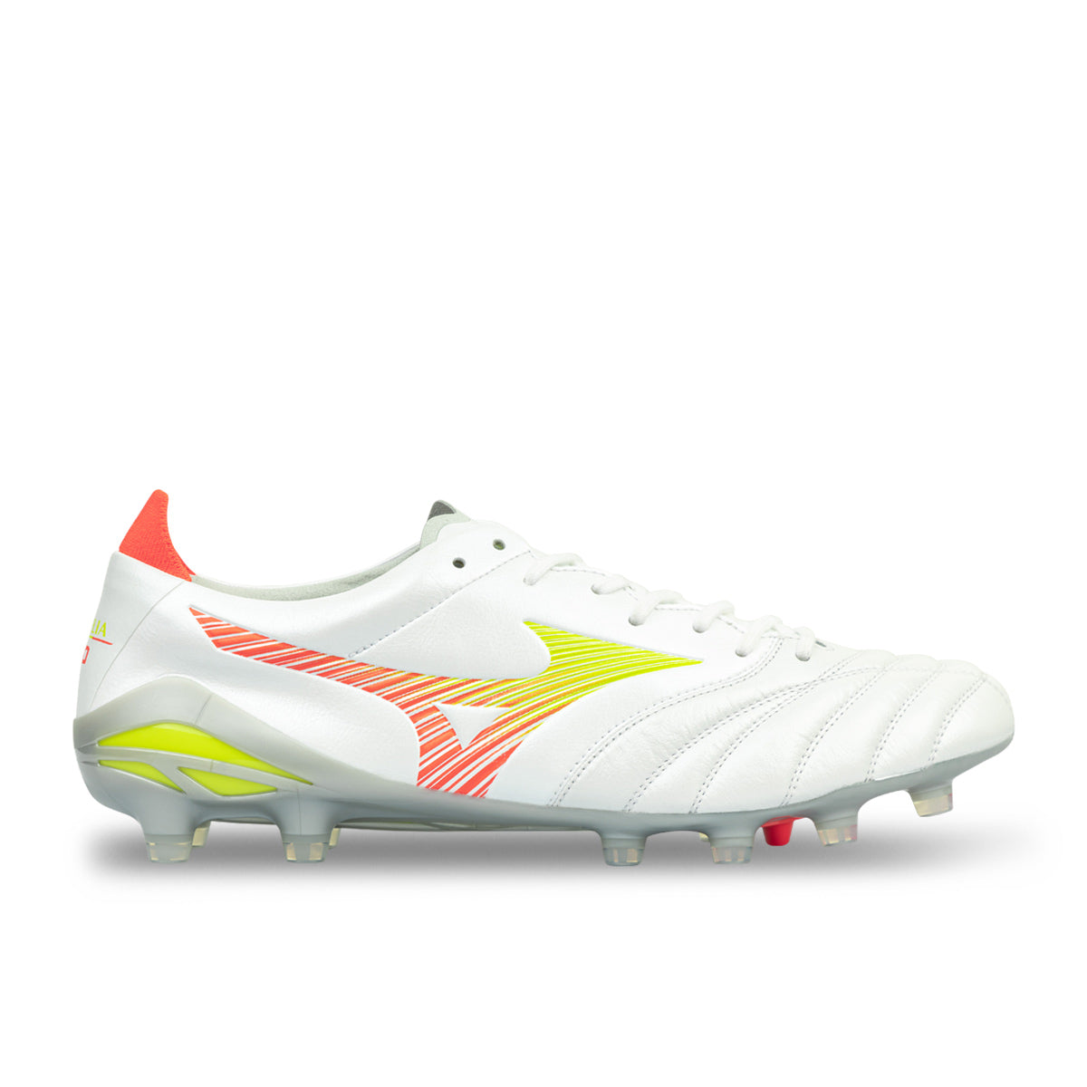 MIZUNO MORELIA NEO V ELITE FG - WHITE/EVENING PRIMROSE/LAVA ORANGE