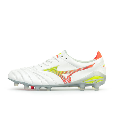 MIZUNO MORELIA NEO V JAPAN FG - WHITE/EVENING PRIMROSE/LAVA ORANGE