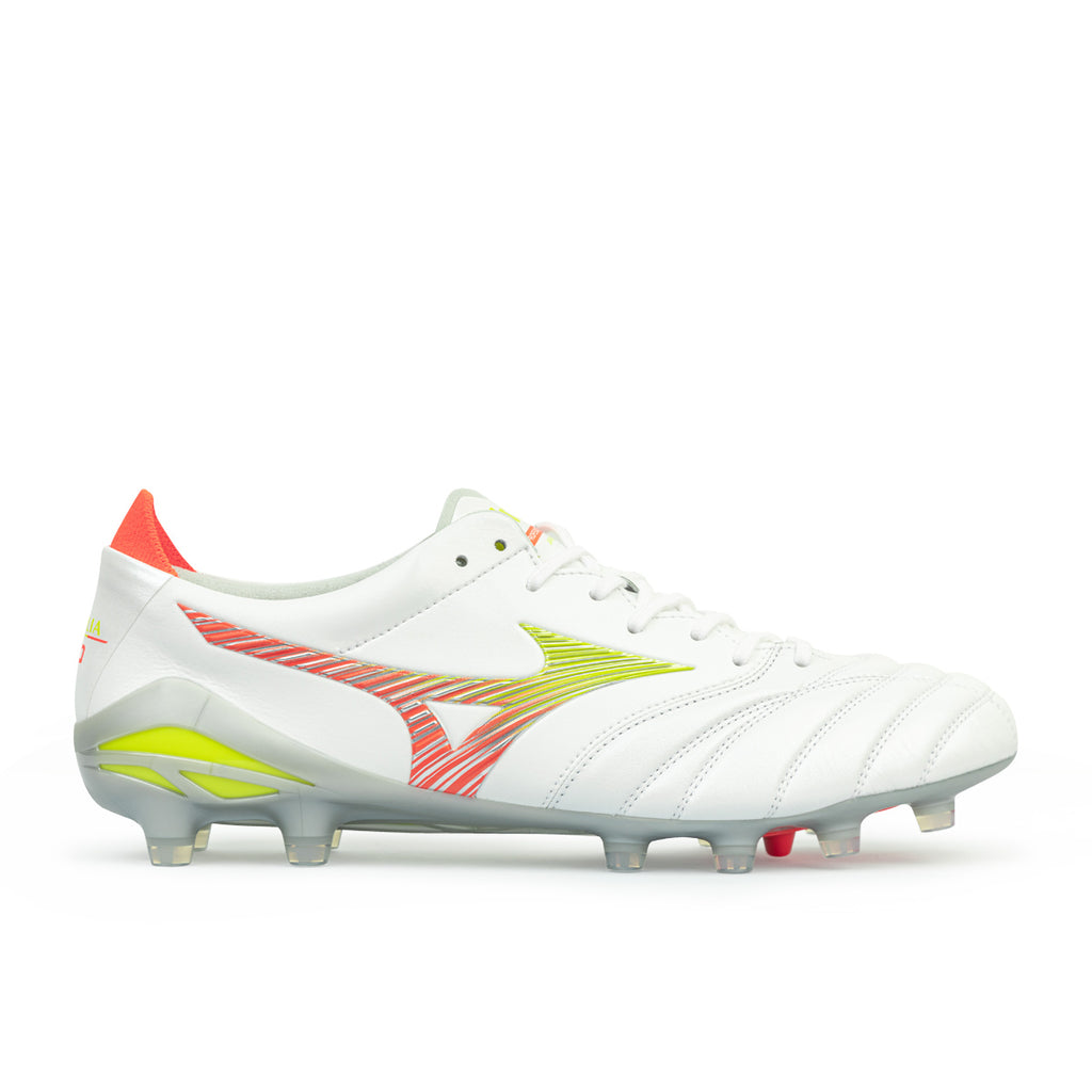 MIZUNO MORELIA NEO V JAPAN FG - WHITE/EVENING PRIMROSE/LAVA ORANGE