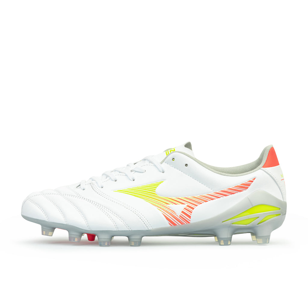 MIZUNO MORELIA NEO V PRO FG - WHITE/EVENING PRIMROSE/LAVA ORANGE