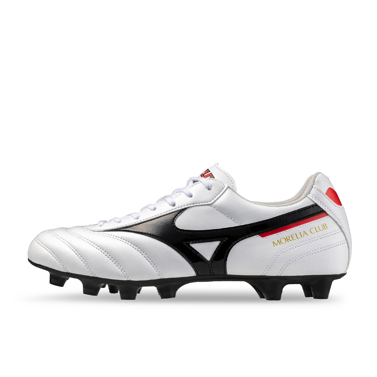 MIZUNO MORELIA II CLUB FG - WHITE/BLACK/CHINESE RED