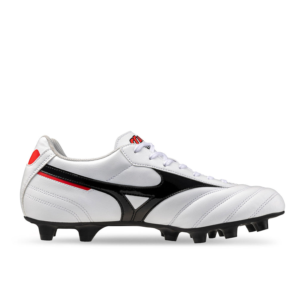 MIZUNO MORELIA II CLUB FG - WHITE/BLACK/CHINESE RED