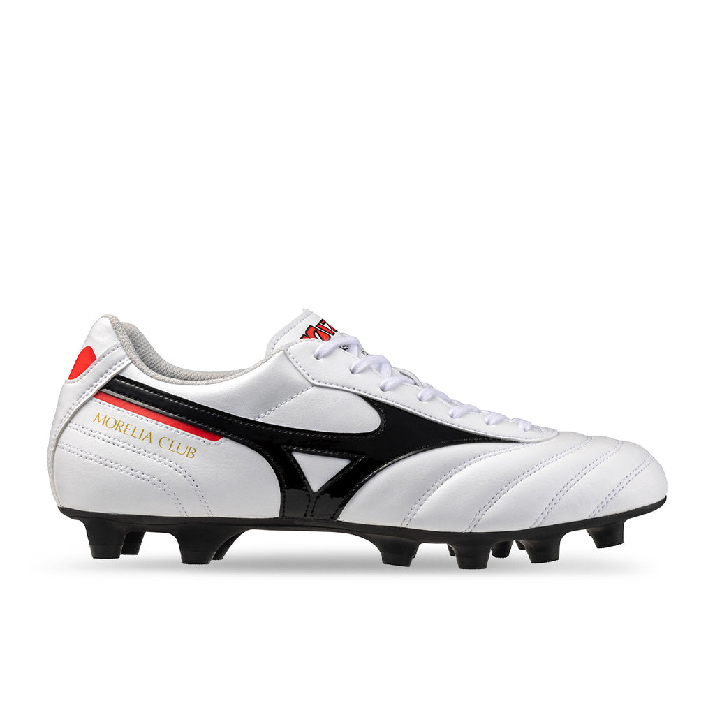 MIZUNO MORELIA II CLUB FG - WHITE/BLACK/CHINESE RED