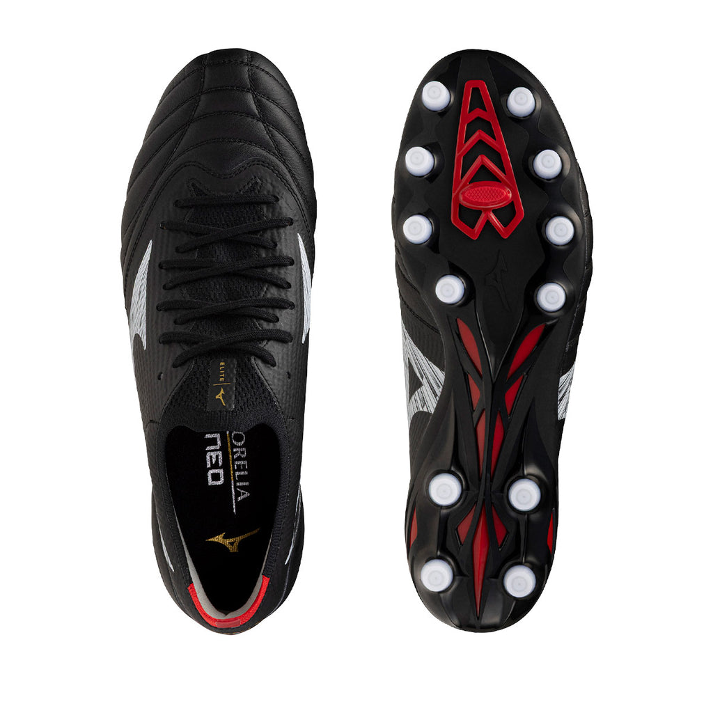 MIZUNO MORELIA NEO V BETA ELITE FG - BLACK/WHITE/CHINESE RED