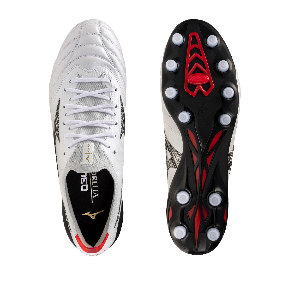 MIZUNO MORELIA NEO V BETA JAPAN FG - WHITE/BLACK/CHINESE RED