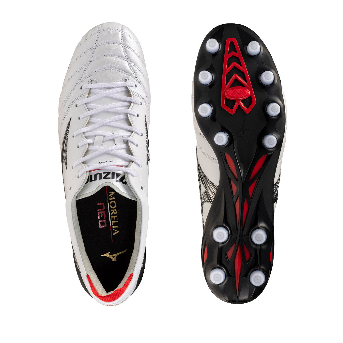 MIZUNO MORELIA NEO V JAPAN FG - WHITE/BLACK/CHINESE RED