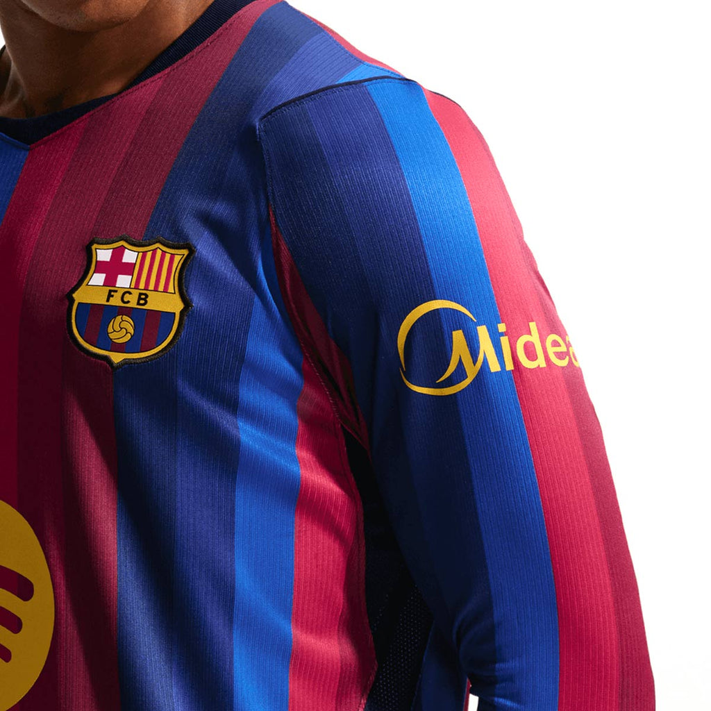 NIKE BARCELONA 2026/2027 HOME REPLICA LONG SLEEVE JERSEY - DEEP GARNET/BLUE VOID/MINERAL YELLOW