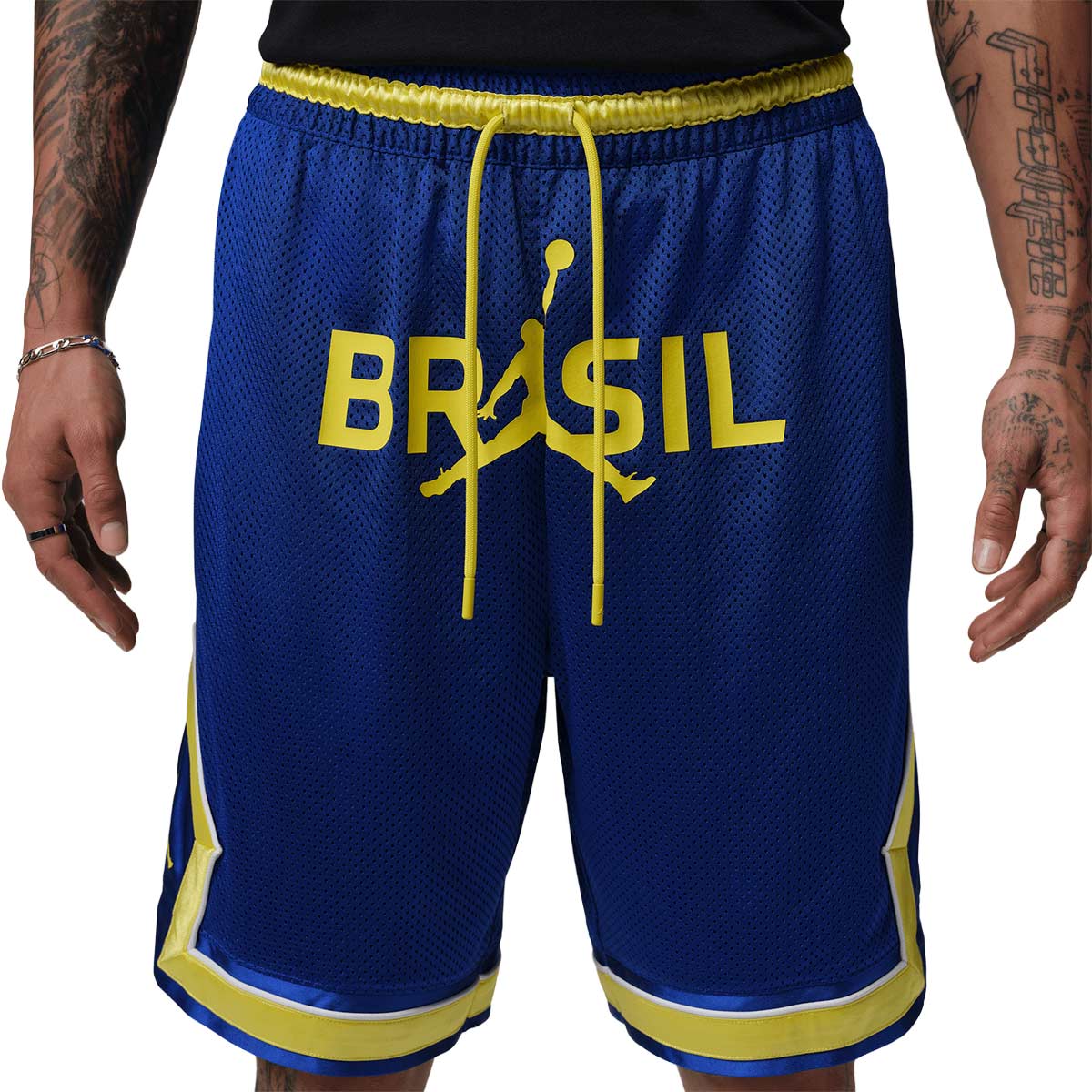 NIKE BRAZIL JORDAN P6 MESH DIAMOND SHORTS - OLD ROYAL/YELLOW PULSE