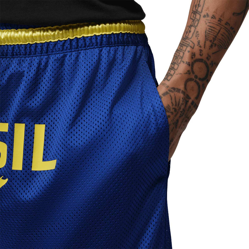 NIKE BRAZIL JORDAN P6 MESH DIAMOND SHORTS - OLD ROYAL/YELLOW PULSE