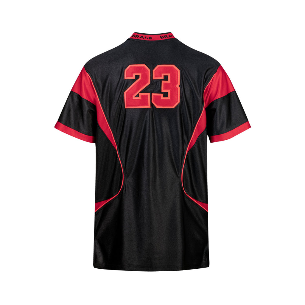NIKE BRAZIL JORDAN P6 WOMEN RETRO CREW SS TEE - BLACK/UNIVERSITY RED