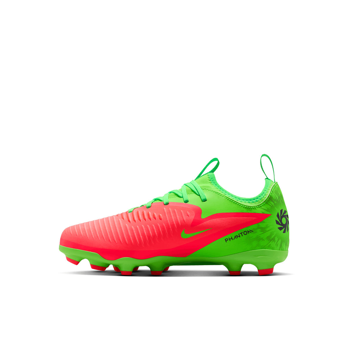 NIKE JR PHANTOM 6 LOW ACADEMY ERLING HAALAND FG/MG - HOT PUNCH/BLACK/GREEN STRIKE