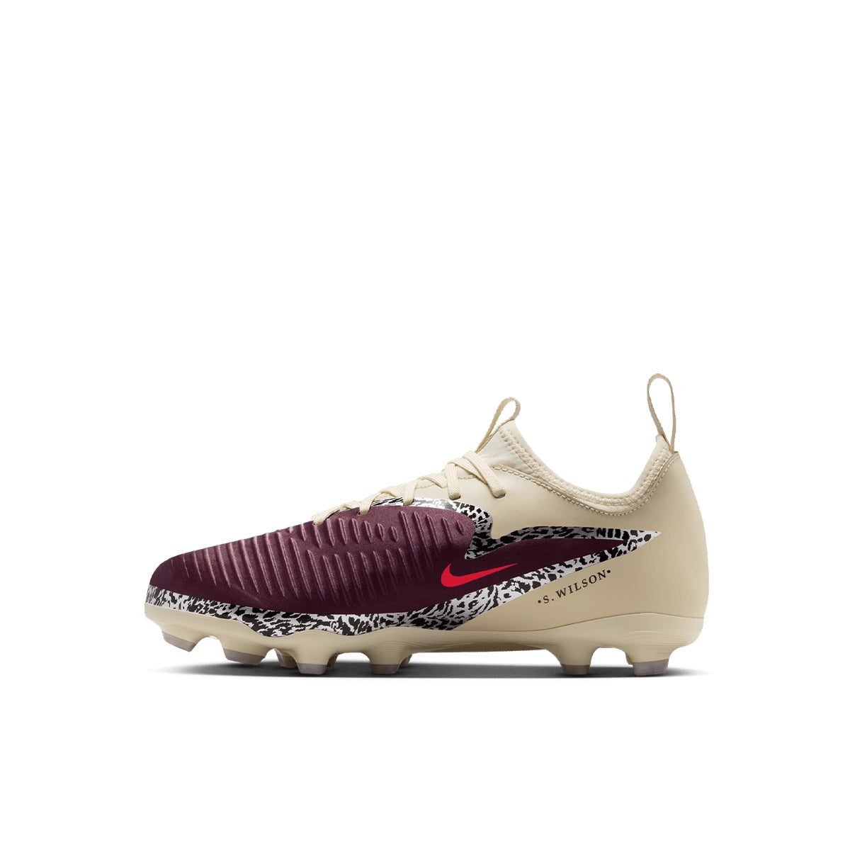 NIKE JR PHANTOM 6 LOW ACADEMY NU3 FG/MG - BURGUNDY CRUSH/UNIVERSITY RED/FOSSIL