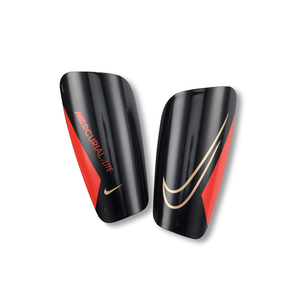 NIKE MERCURIAL LITE SHIN GUARDS - BLACK/BRIGHT CRIMSON/BLUR