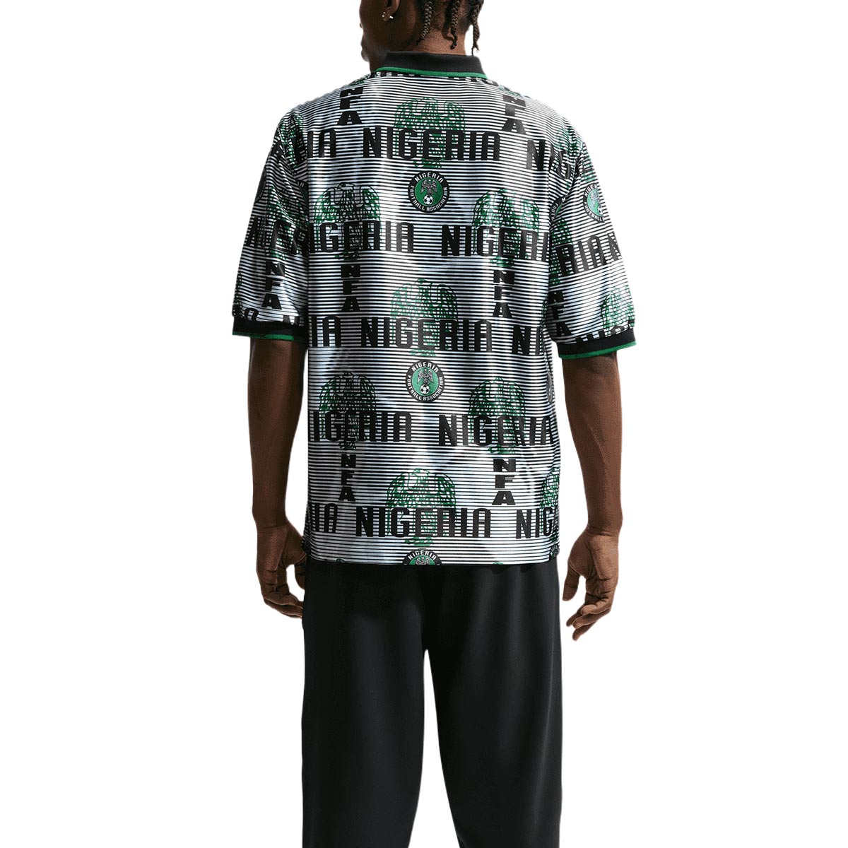 NIKE NIGERIA ENERGY SS TOP JERSEY - WHITE/BLACK/PINE GREEN/ELECTRIC GREEN