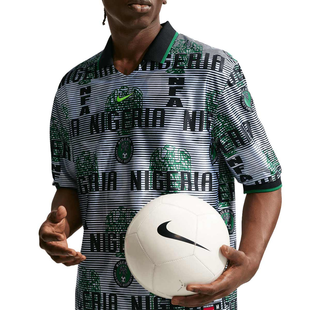 NIKE NIGERIA ENERGY SS TOP JERSEY - WHITE/BLACK/PINE GREEN/ELECTRIC GREEN