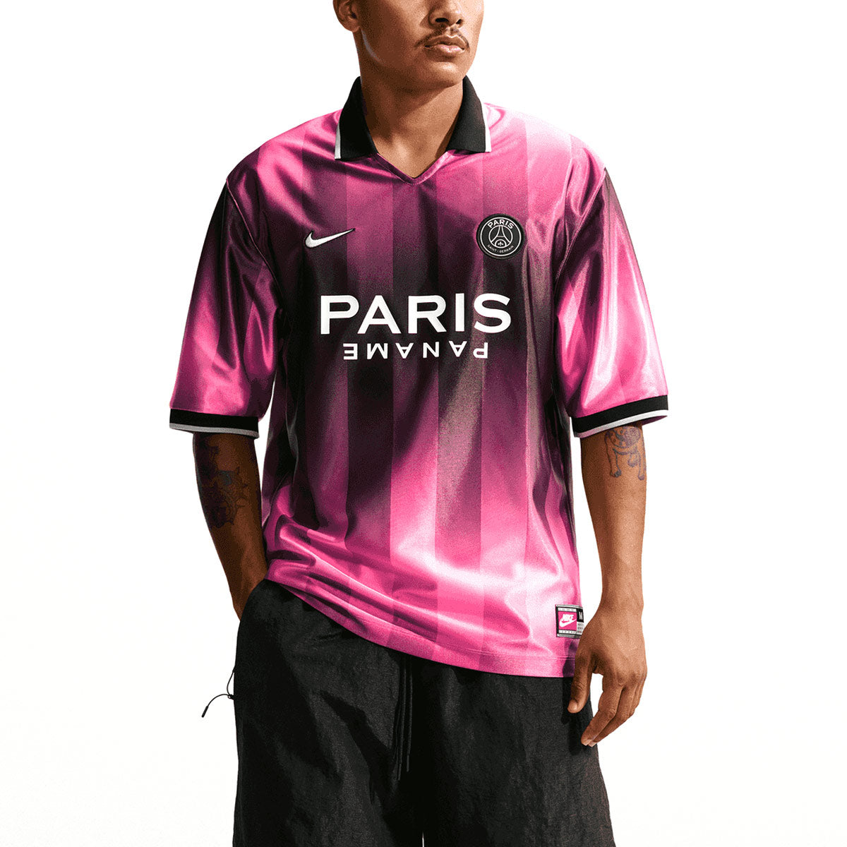 NIKE PARIS SAINT GERMAIN ENERGY SS TOP JERSEY - PINK BEAM/BLACK/BLACK/FIELD SILVER