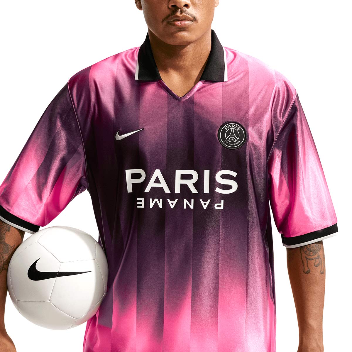 NIKE PARIS SAINT GERMAIN ENERGY SS TOP JERSEY - PINK BEAM/BLACK/BLACK/FIELD SILVER