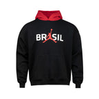 NIKE BRAZIL JORDAN P6 BROOKLYN FLEECE PO HOODIE - BLACK/UNIVERSITY RED