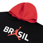 NIKE BRAZIL JORDAN P6 BROOKLYN FLEECE PO HOODIE - BLACK/UNIVERSITY RED