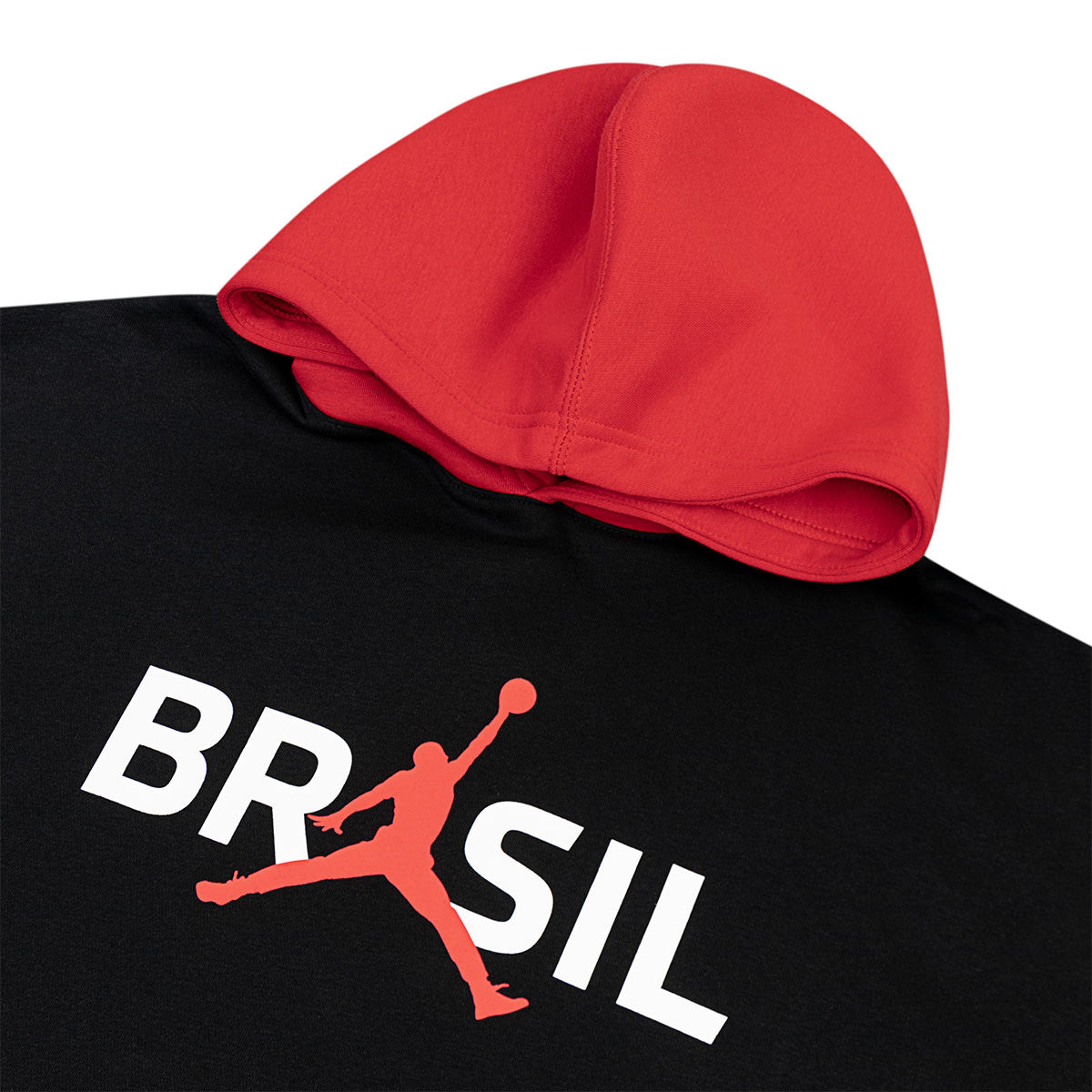 NIKE BRAZIL JORDAN P6 BROOKLYN FLEECE PO HOODIE - BLACK/UNIVERSITY RED