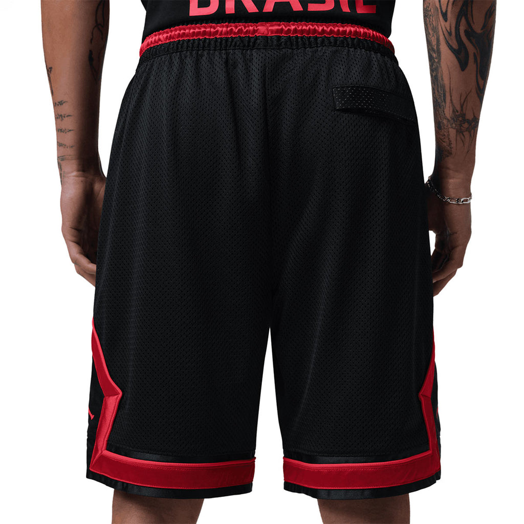 NIKE BRAZIL JORDAN P6 MESH DIAMOND SHORTS - BLACK/UNIVERSITY RED