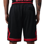 NIKE BRAZIL JORDAN P6 MESH DIAMOND SHORTS - BLACK/UNIVERSITY RED
