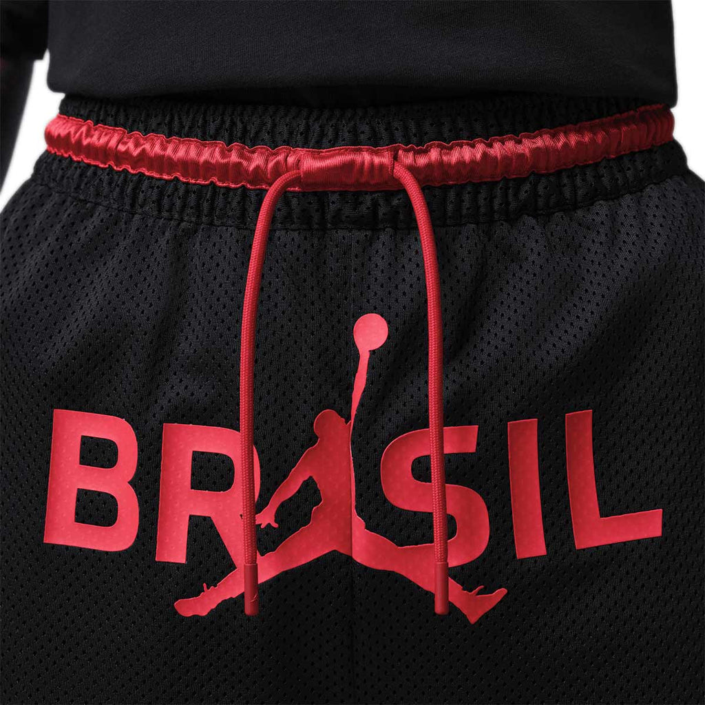 NIKE BRAZIL JORDAN P6 MESH DIAMOND SHORTS - BLACK/UNIVERSITY RED