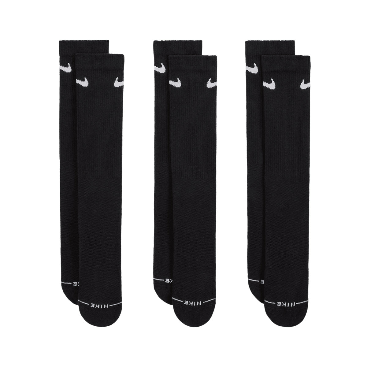 NIKE EVERYDAY ELEVATED CREW SOCKS 3 PAIRS - BLACK/WHITE