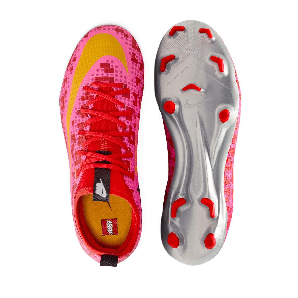 NIKE JR MERCURIAL VAPOR 17 ACADEMY X LEGO FG/MG - RUSH RED/UNIVERSITY GOLD/METALLIC SILVER