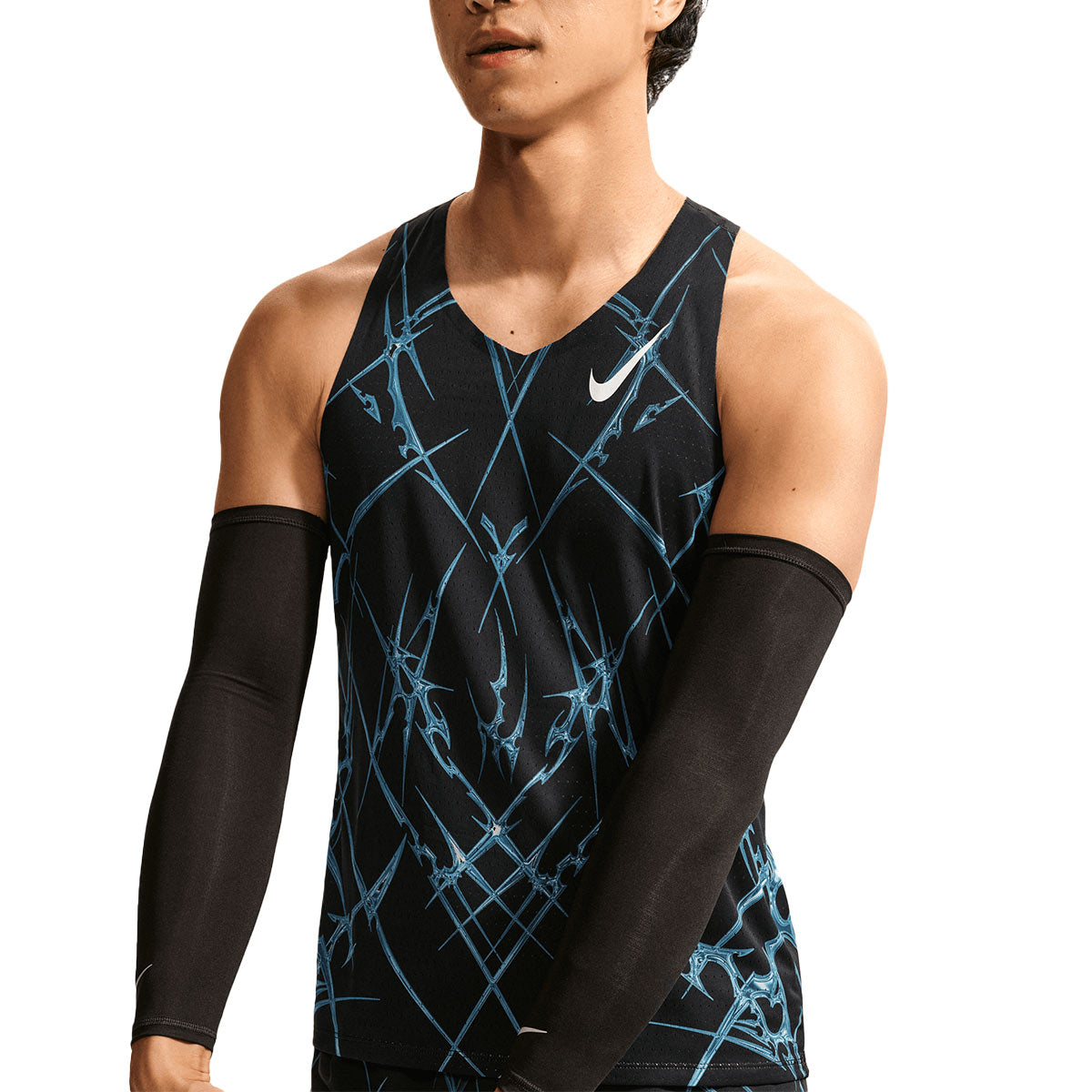 NIKE MEN AEROSWIFT SINGLET AOP - BLACK/BLACK