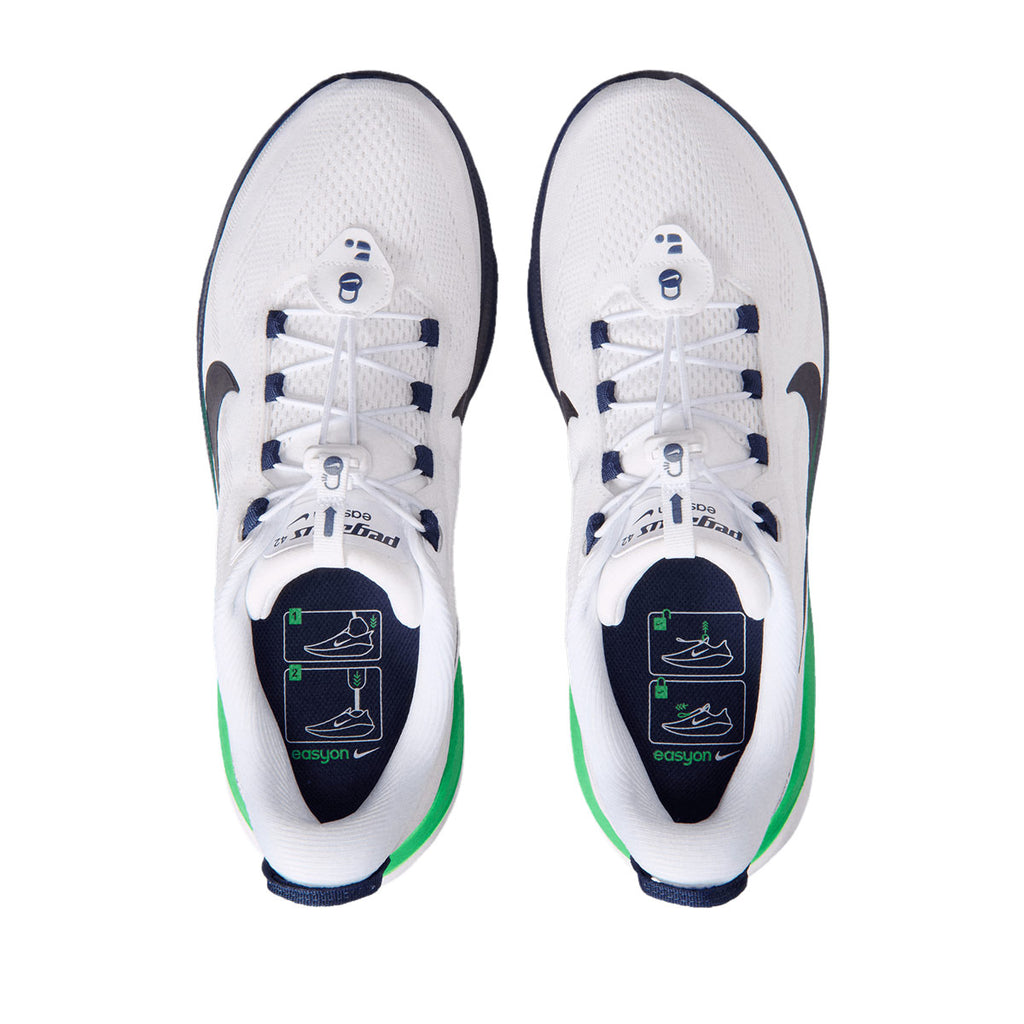 NIKE MEN PEGASUS 42 EASYON - WHITE/MIDNIGHTNAVY/GREENSPARK