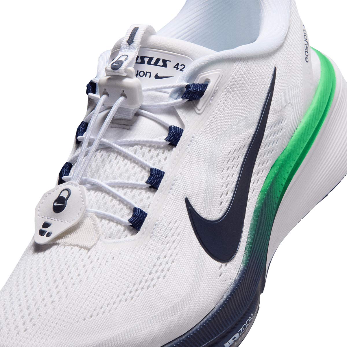 NIKE MEN PEGASUS 42 EASYON - WHITE/MIDNIGHTNAVY/GREENSPARK