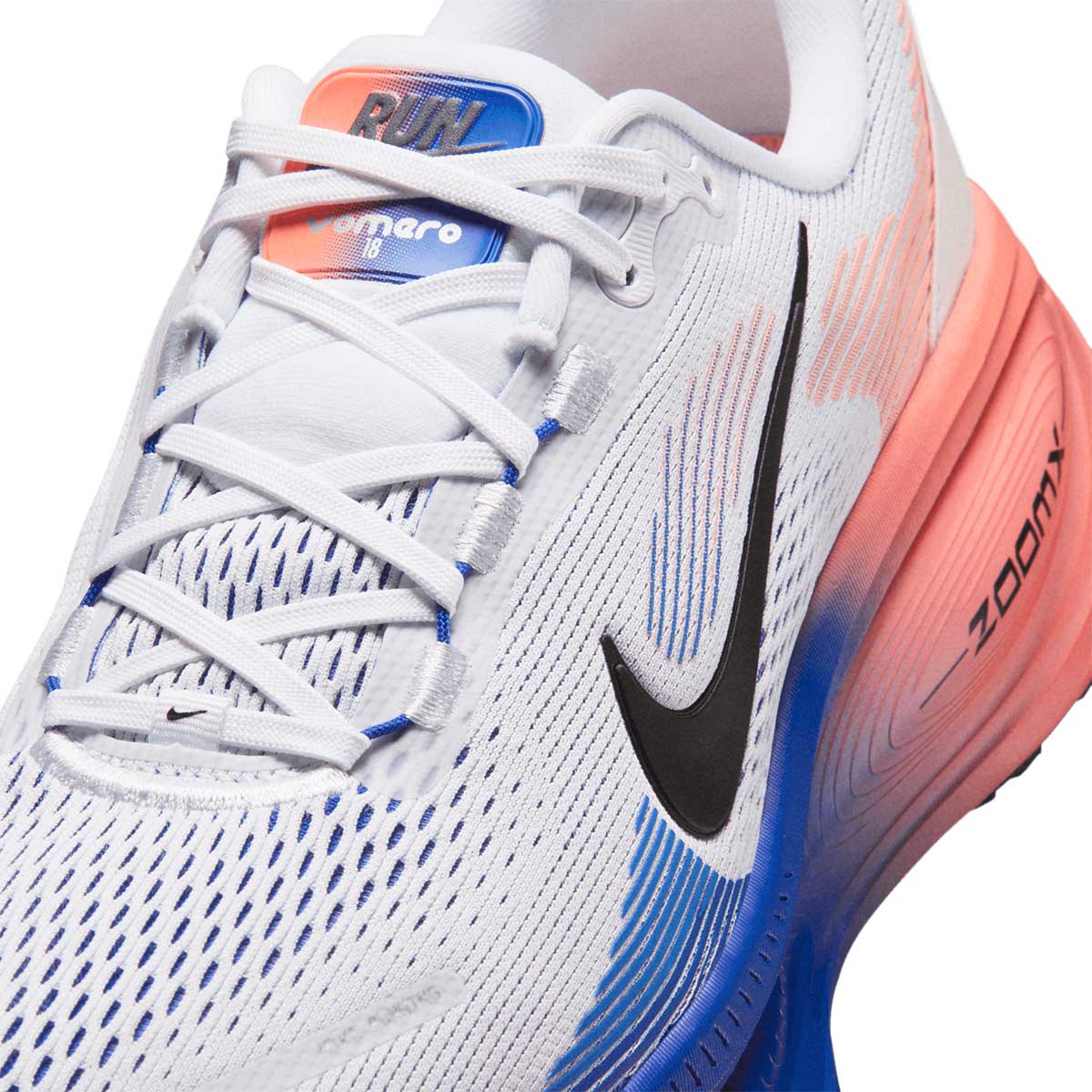 NIKE MEN VOMERO 18 - WHITE/BLACK/RACERBLUE/ATOMICPINK