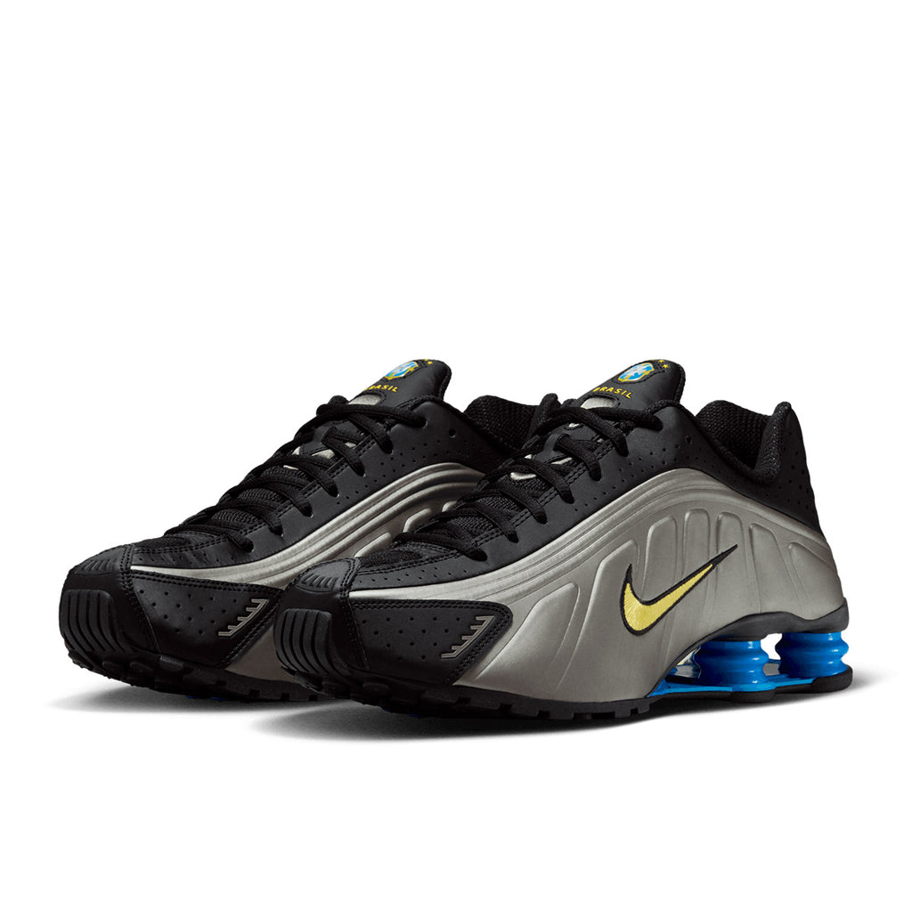 NIKE SHOX R4 BRAZIL - BLACK/CANARY/MTLC PEWTER/LT PHOTO BLUE