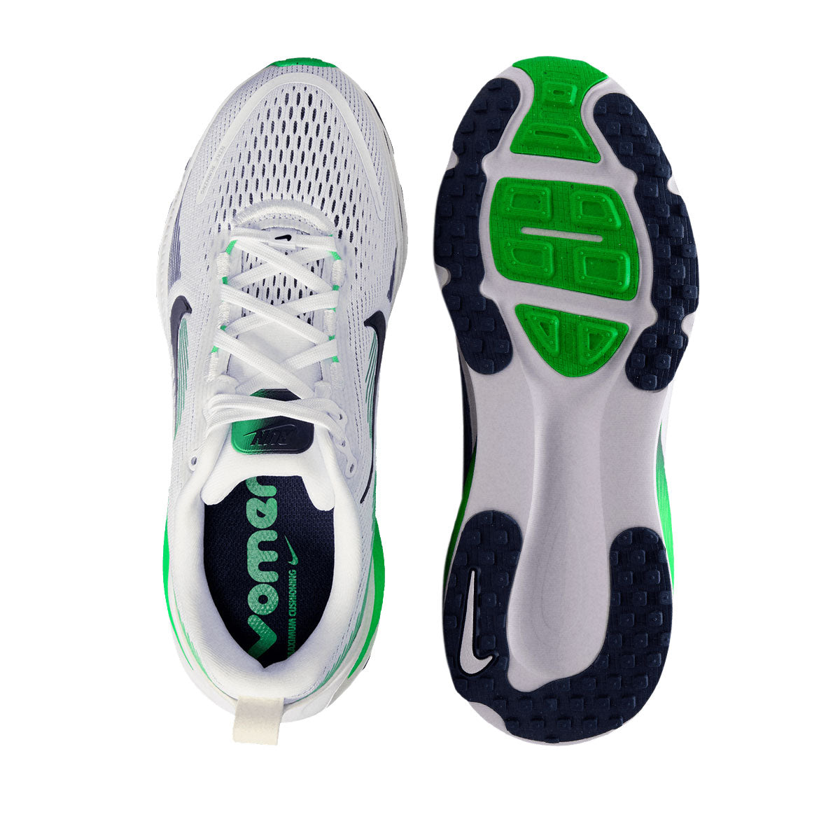 NIKE VOMERO 18 GS - WHITE/MIDNIGHTNAVY/GREENSPARK