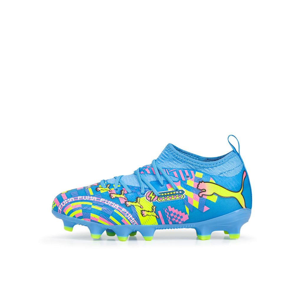 PUMA FUTURE 9 MATCH ADVANCED LEVEL FG/AG JR - PUMA WHITE/BLUE GLIMMER/PINK GLIMMER/YELLOW ALERT