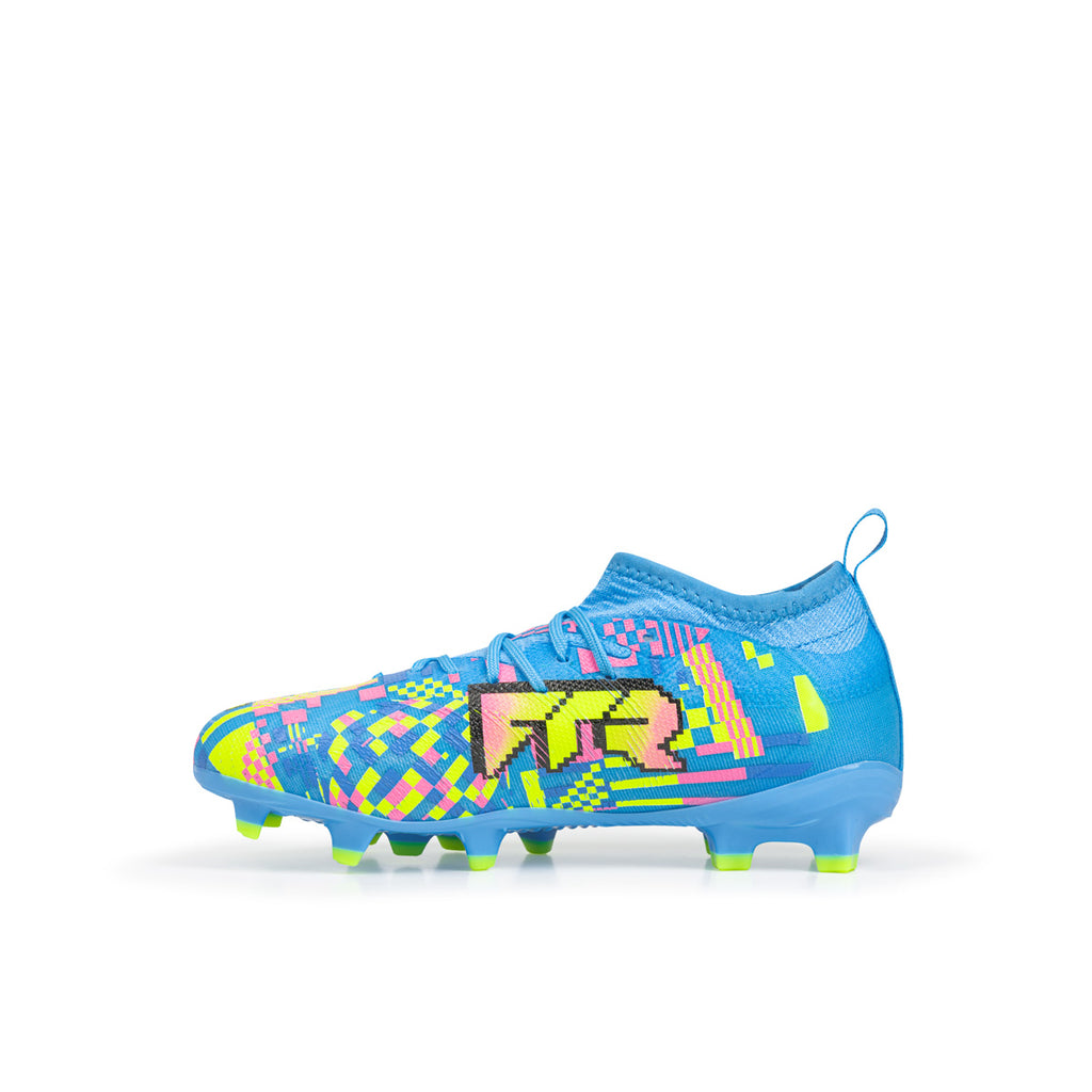 PUMA FUTURE 9 MATCH ADVANCED LEVEL FG/AG JR - PUMA WHITE/BLUE GLIMMER/PINK GLIMMER/YELLOW ALERT