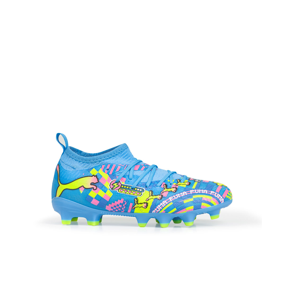 PUMA FUTURE 9 MATCH ADVANCED LEVEL FG/AG JR - PUMA WHITE/BLUE GLIMMER/PINK GLIMMER/YELLOW ALERT