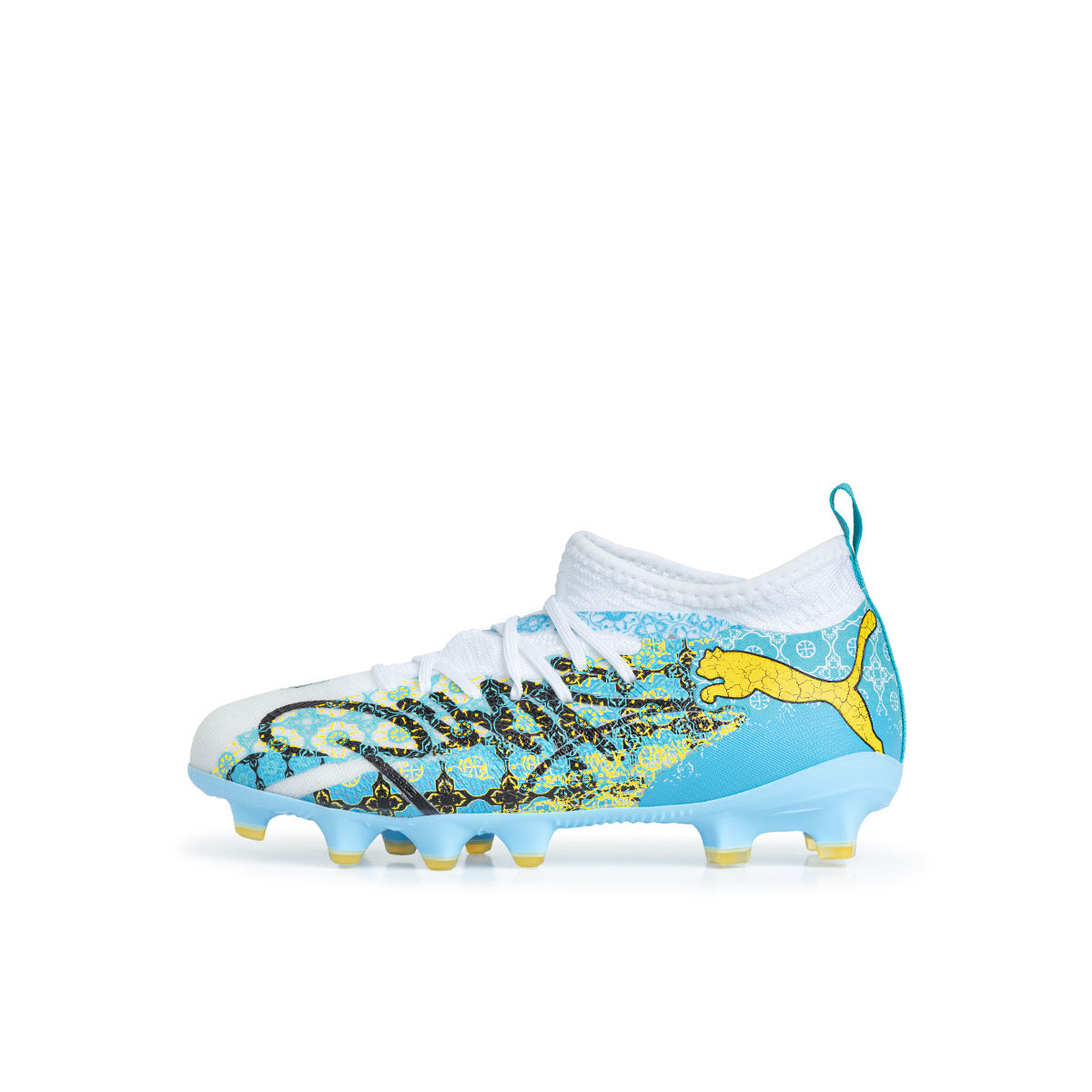 PUMA FUTURE 9 MATCH PLAYMAKER FG/AG JR - PUMA WHITE/VIBRANT BLUE/SUN STREAM/LIGHT AQUA