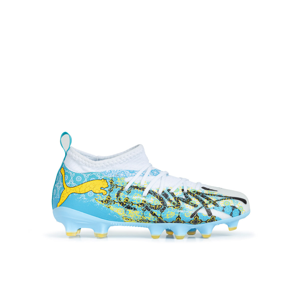 PUMA FUTURE 9 MATCH PLAYMAKER FG/AG JR - PUMA WHITE/VIBRANT BLUE/SUN STREAM/LIGHT AQUA