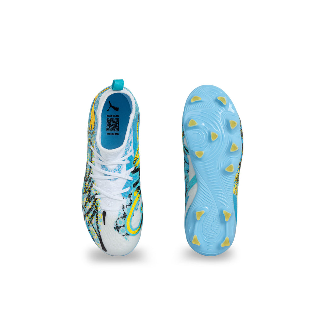 PUMA FUTURE 9 MATCH PLAYMAKER FG/AG JR - PUMA WHITE/VIBRANT BLUE/SUN STREAM/LIGHT AQUA
