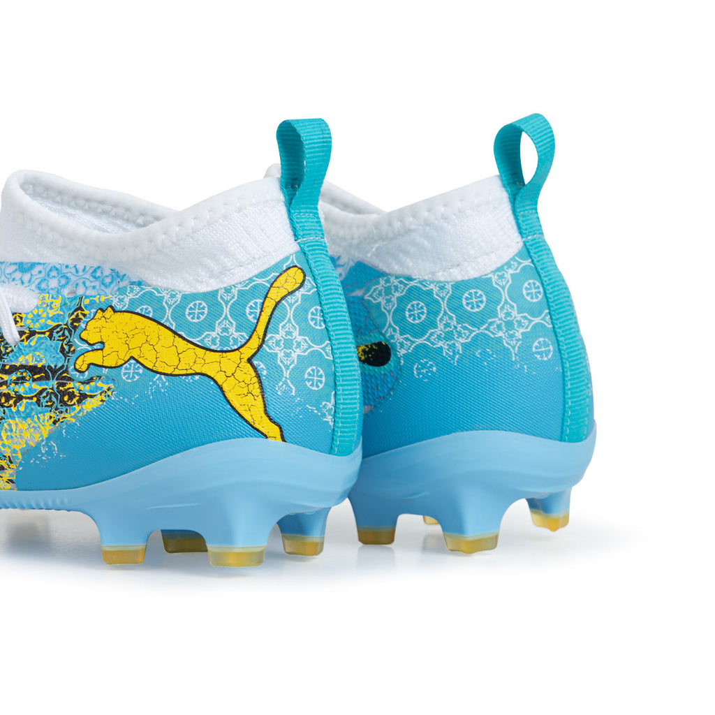 PUMA FUTURE 9 MATCH PLAYMAKER FG/AG JR - PUMA WHITE/VIBRANT BLUE/SUN STREAM/LIGHT AQUA