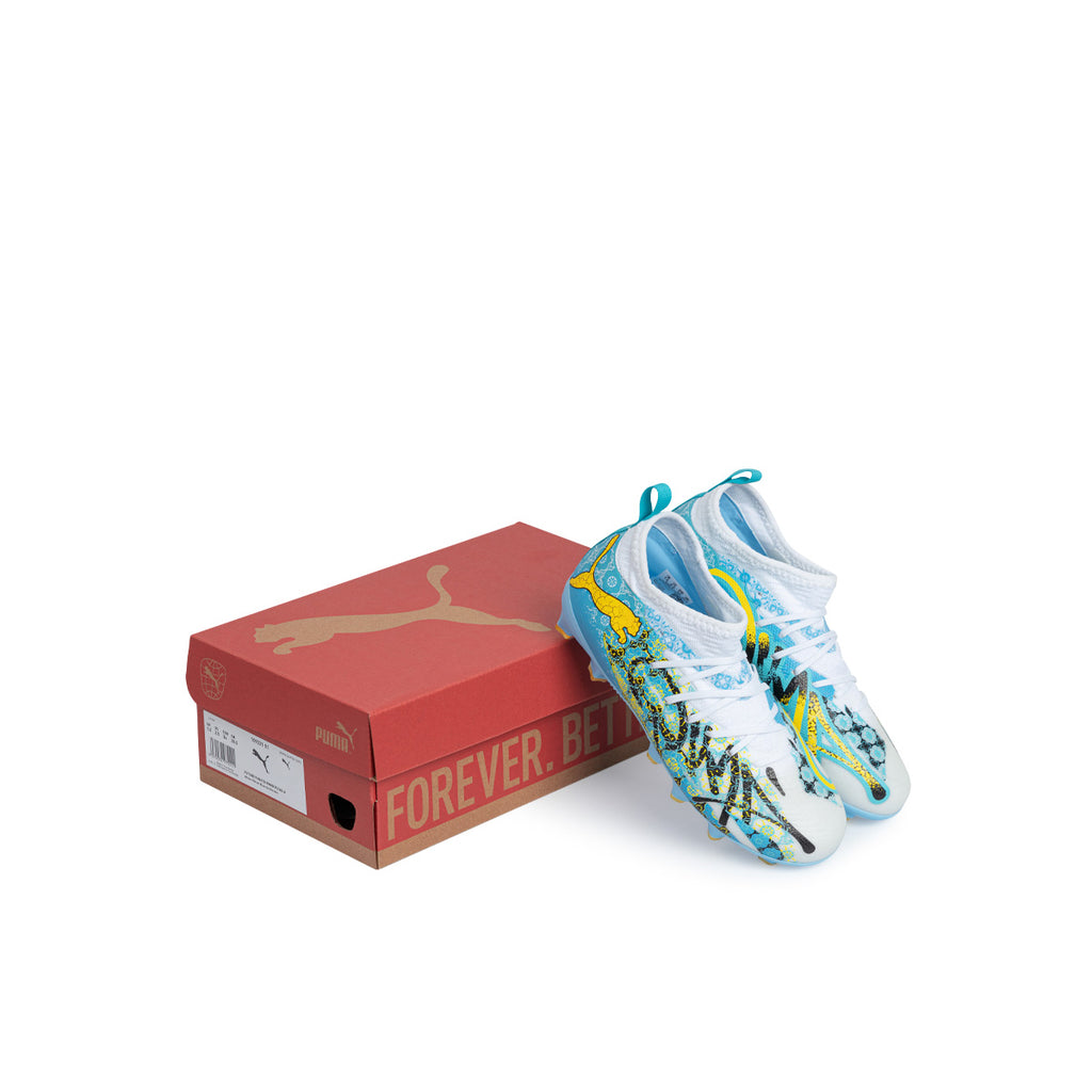 PUMA FUTURE 9 MATCH PLAYMAKER FG/AG JR - PUMA WHITE/VIBRANT BLUE/SUN STREAM/LIGHT AQUA