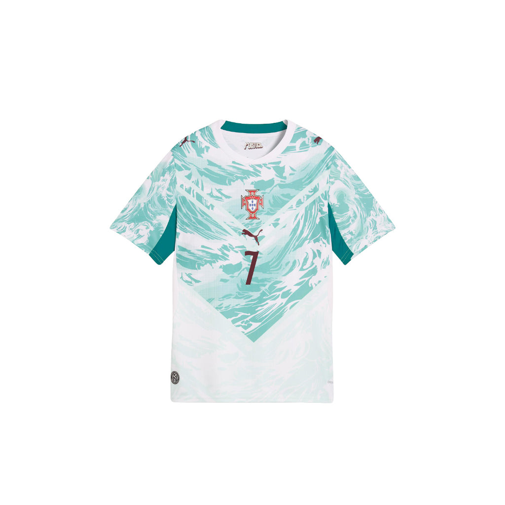 PUMA PORTUGAL 2026 AWAY KIDS JERSEY RONALDO#7 - PUMA WHITE/GREEN LAGOON