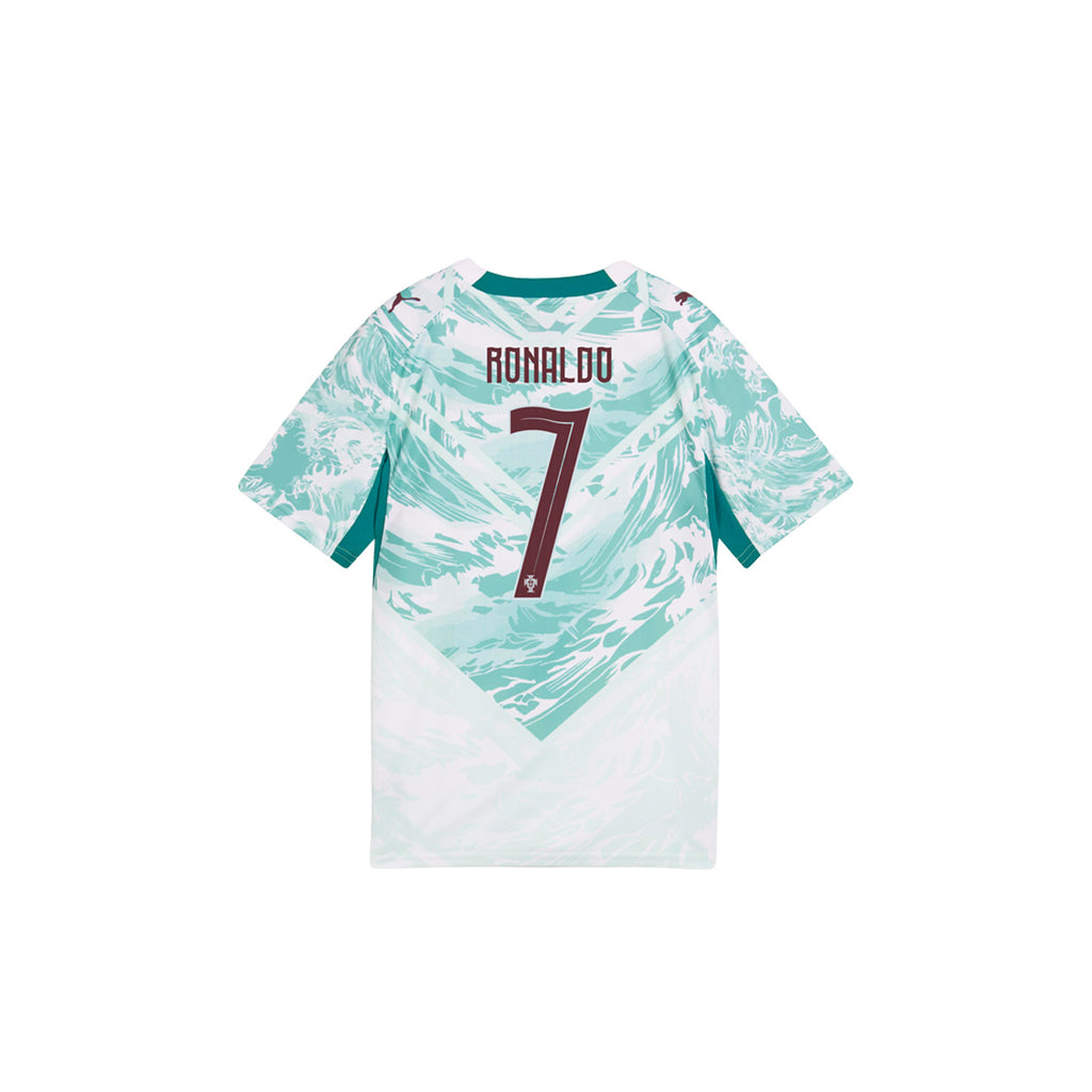 PUMA PORTUGAL 2026 AWAY KIDS JERSEY RONALDO#7 - PUMA WHITE/GREEN LAGOON