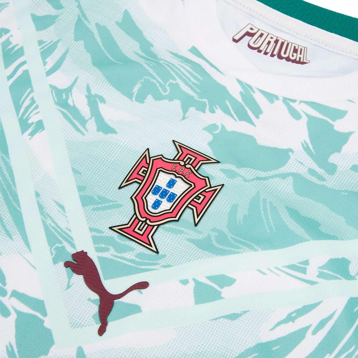 PUMA PORTUGAL 2026 AWAY KIDS JERSEY RONALDO#7 - PUMA WHITE/GREEN LAGOON