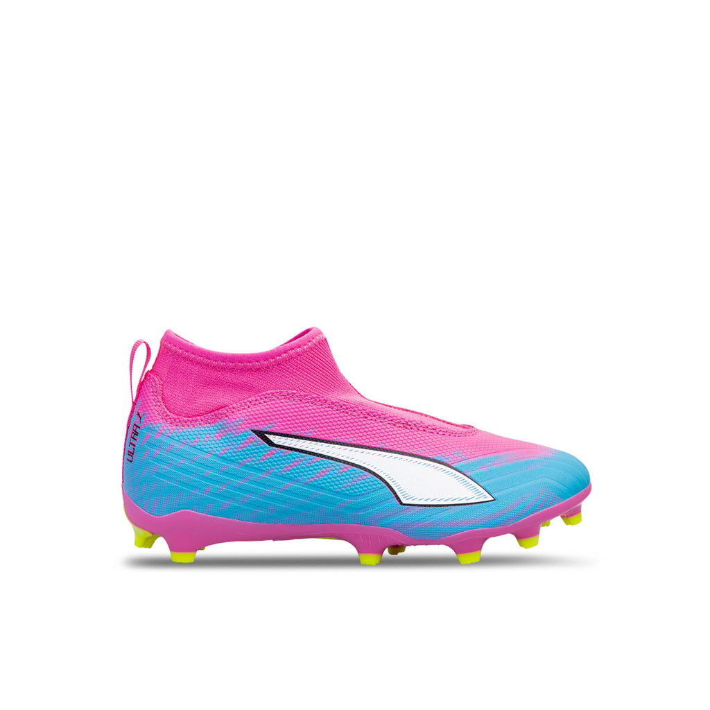 PUMA ULTRA 6 MATCH+ LACELESS FG/AG JR - POISON PINK/PUMA WHITE/SUN STREAM/BRIGHT AQUA/PUMA BLACK