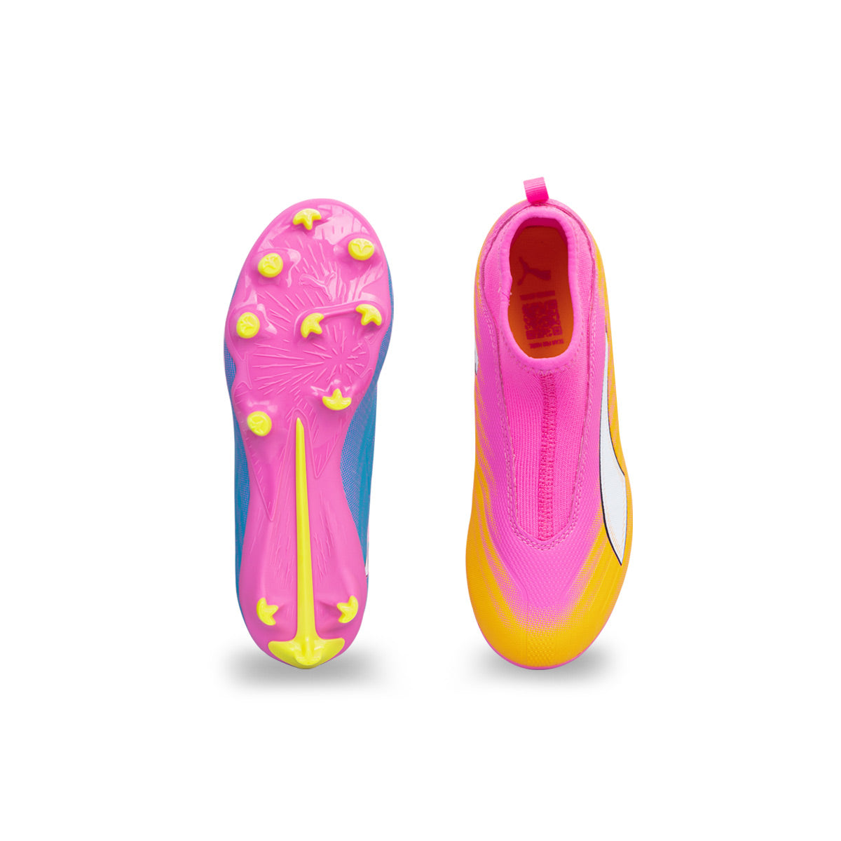 PUMA ULTRA 6 MATCH+ LACELESS FG/AG JR - POISON PINK/PUMA WHITE/SUN STREAM/BRIGHT AQUA/PUMA BLACK